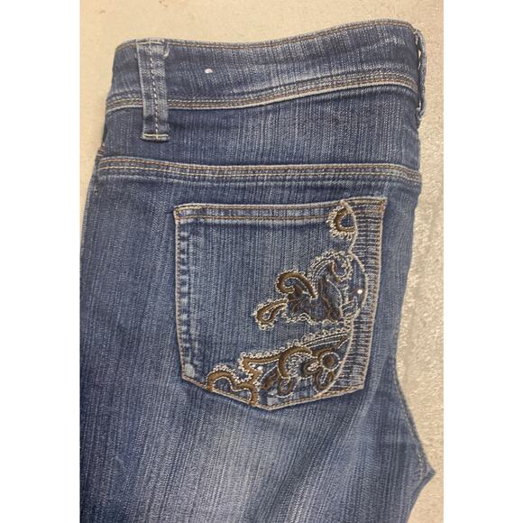 Bongo Jeans Womens 9 Dark Wash Low Rise Embellished Pocket Straight Leg Pants - Picture 7 of 15